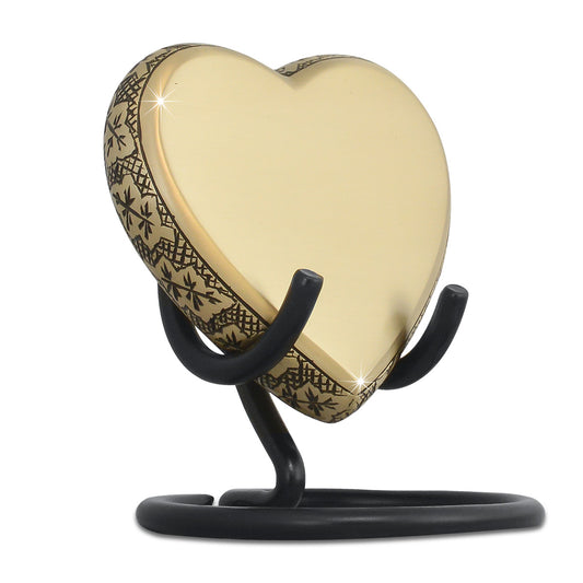 Maple Leaf Heart Matte Brass Keepsake