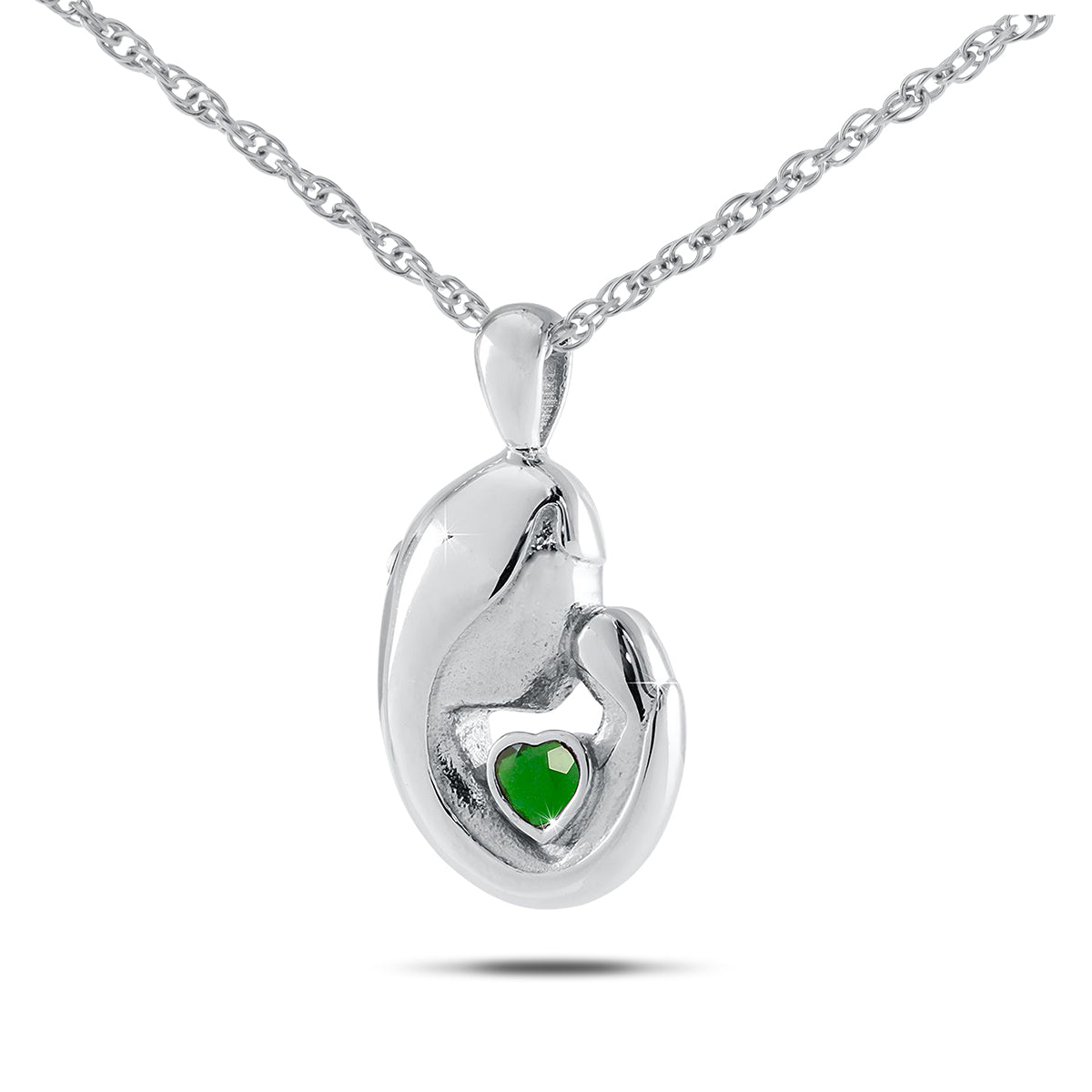 May w/ Emerald Stainless Steel Keepsake